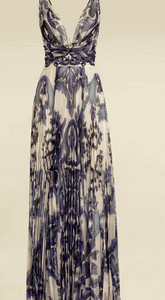 Majolica-print chiffon dress