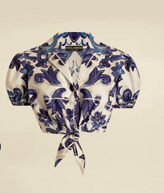 Majolica-print poplin shirt