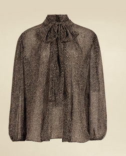 Chevron-print silk chiffon shirt