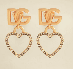 DG logo and heart stud earrings
